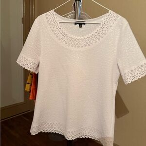 White Lace Trim Women's Top
